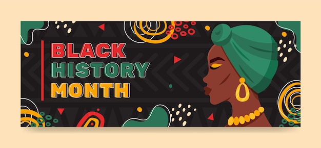 Vector gratuito plantilla de portada plana en las redes sociales para la celebración del mes de la historia negra