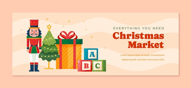 Plantilla de portada plana de las redes sociales para el mercado navideño
