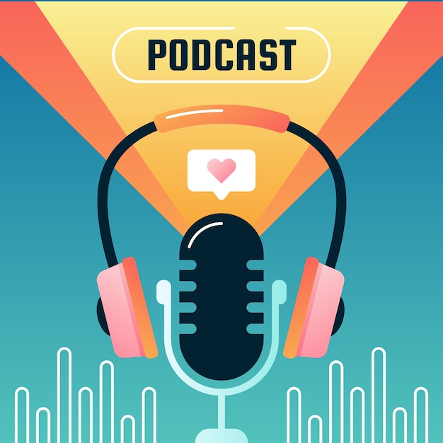 Plantilla de portada de podcast degradado