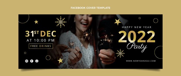 Plantilla de portada de redes sociales de año nuevo degradado