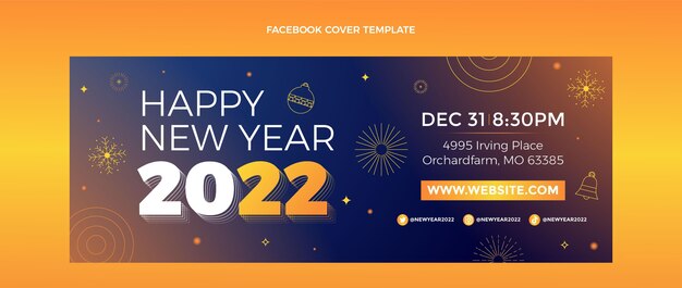 Plantilla de portada de redes sociales de año nuevo degradado