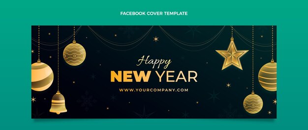 Plantilla de portada de redes sociales de año nuevo degradado