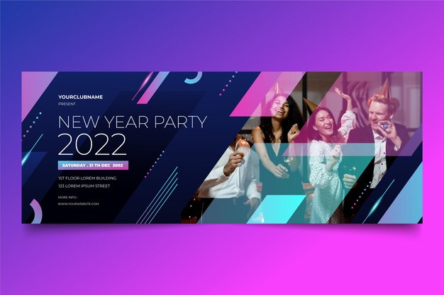 Plantilla de portada de redes sociales de año nuevo degradado
