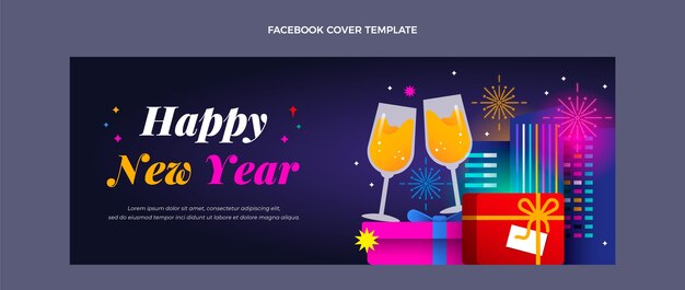 Plantilla de portada de redes sociales de año nuevo degradado