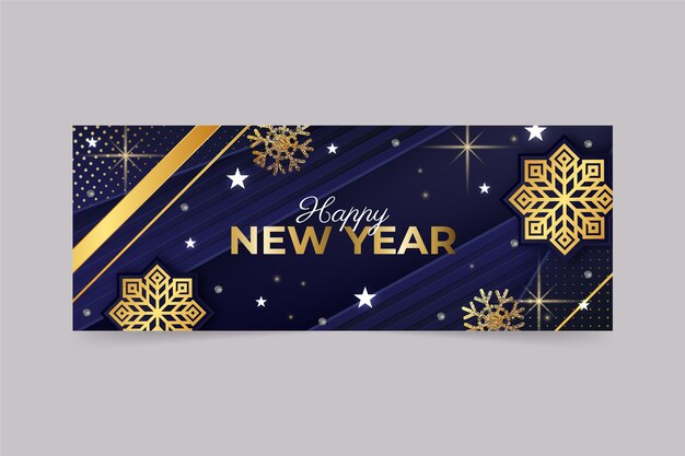 Plantilla de portada de redes sociales de año nuevo degradado