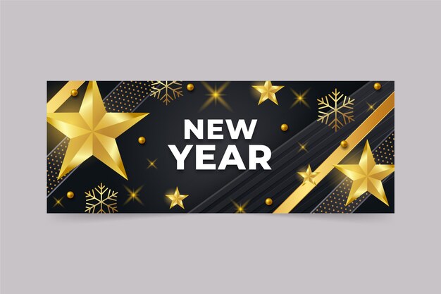 Plantilla de portada de redes sociales de año nuevo degradado