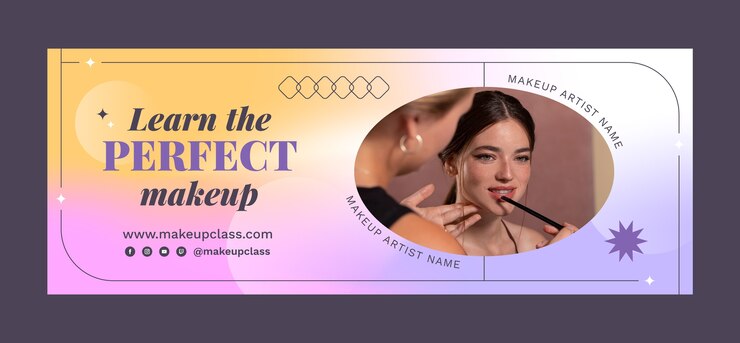 Vector gratuito plantilla de portada de redes sociales de artista de maquillaje degradado