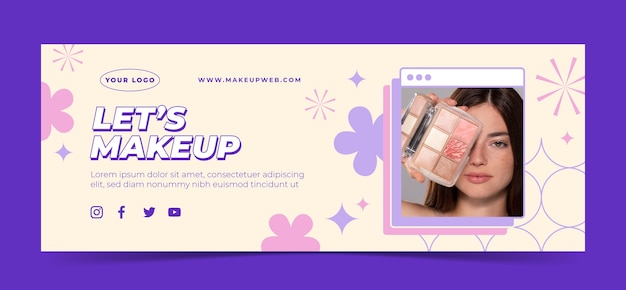 Plantilla de portada de redes sociales de artista de maquillaje mínimo plano