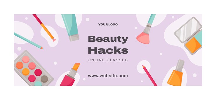 Vector gratuito plantilla de portada de redes sociales de artista de maquillaje plano