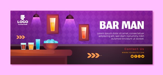 Plantilla de portada de redes sociales de barman degradado