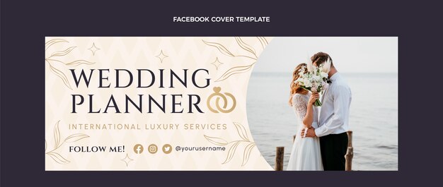 Plantilla de portada de redes sociales de boda dibujada a mano