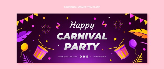 Plantilla de portada de redes sociales de carnaval degradado