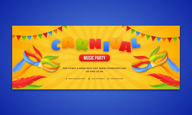 Plantilla de portada de redes sociales de carnaval degradado