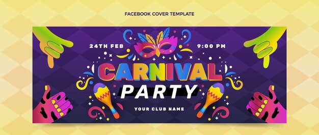 Plantilla de portada de redes sociales de carnaval degradado