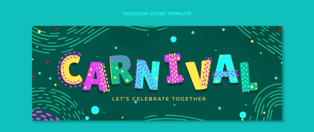 Vector gratuito plantilla de portada de redes sociales de carnaval plana