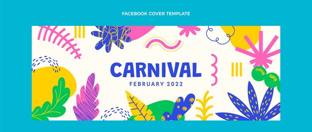 Plantilla de portada de redes sociales de carnaval plana