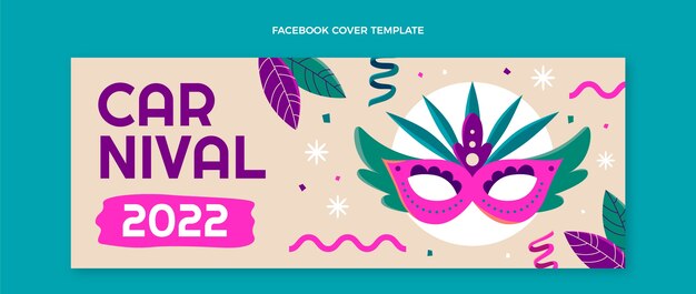 Vector gratuito plantilla de portada de redes sociales de carnaval plana