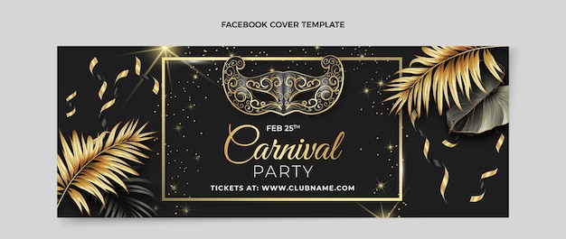 Vector gratuito plantilla de portada de redes sociales de carnaval realista