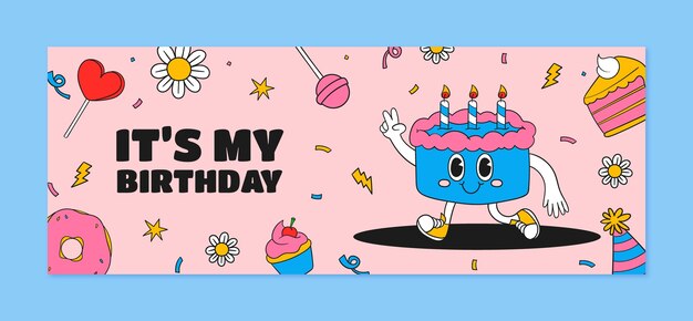 Plantilla de portada de redes sociales para celebración de aniversario de cumpleaños