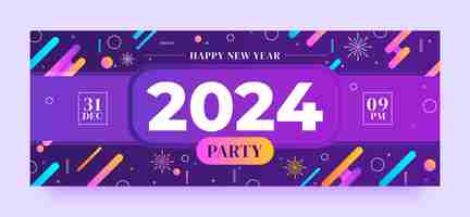 Vector gratuito plantilla de portada de las redes sociales para la celebración del año nuevo 2024