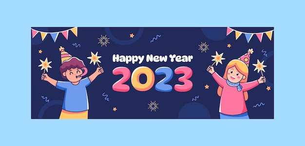 Plantilla de portada de redes sociales de celebración de año nuevo