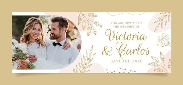 Vector gratuito plantilla de portada de redes sociales para celebración de bodas