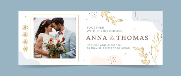 Plantilla de portada de redes sociales para celebración de bodas