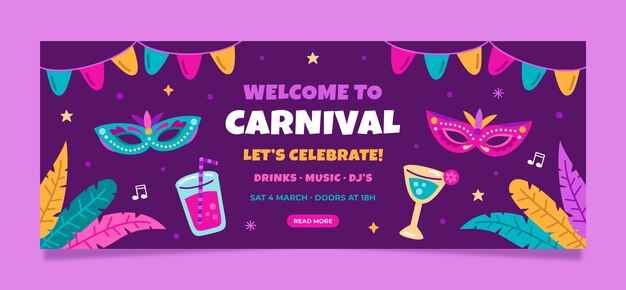Plantilla de portada de redes sociales de celebración de carnaval