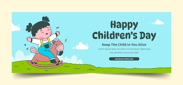 Vector gratuito plantilla de portada de redes sociales para la celebración del día internacional del niño