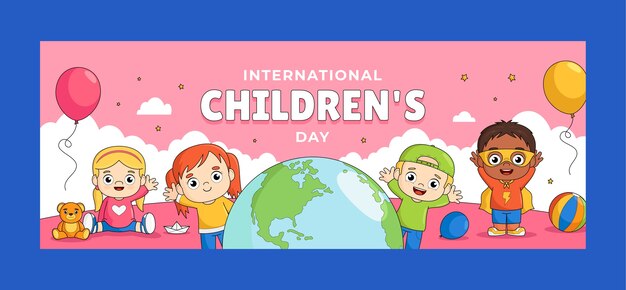 Plantilla de portada de redes sociales para la celebración del día internacional del niño