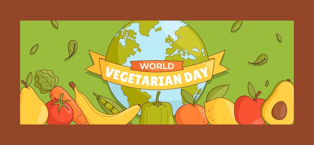 Vector gratuito plantilla de portada de redes sociales para la celebración del día mundial del vegetariano