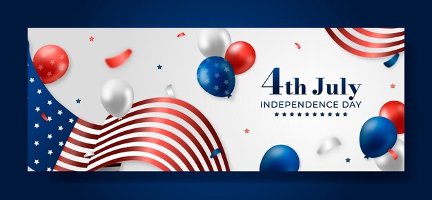 Plantilla de portada de redes sociales para la celebración estadounidense del 4 de julio