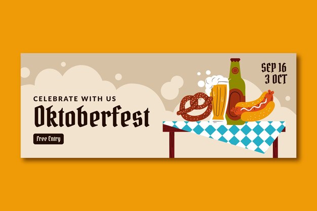 Plantilla de portada de redes sociales para la celebración del festival de la cerveza oktoberfest