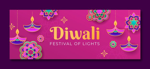 Plantilla de portada de redes sociales para la celebración del festival diwali