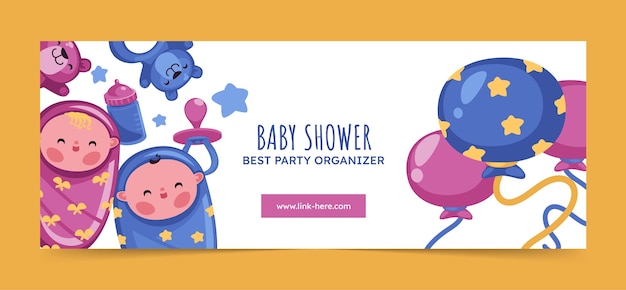 Vector gratuito plantilla de portada de redes sociales de celebración de fiesta de baby shower