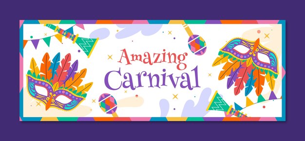 Plantilla de portada de las redes sociales para la celebración de la fiesta de carnaval
