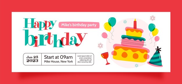 Plantilla de portada de redes sociales de celebración de fiesta de cumpleaños infantil