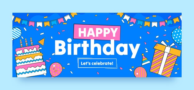 Plantilla de portada de redes sociales para celebración de fiesta de cumpleaños