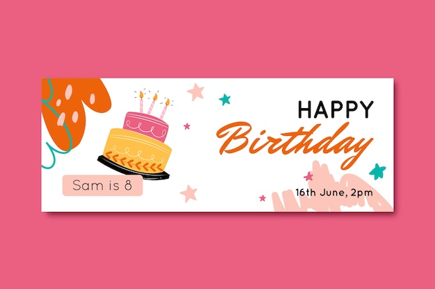 Plantilla de portada de redes sociales para celebración de fiesta de cumpleaños