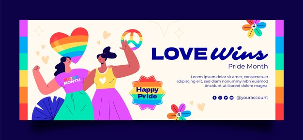 Plantilla de portada de redes sociales para la celebración del mes del orgullo