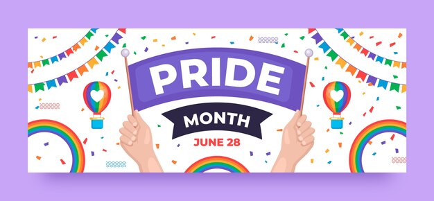 Plantilla de portada de redes sociales para la celebración del mes del orgullo