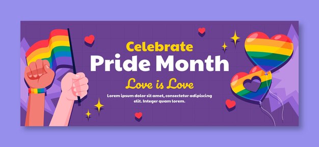 Plantilla de portada de redes sociales para la celebración del mes del orgullo