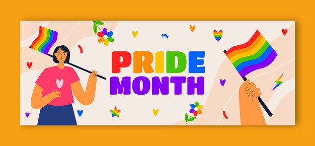 Plantilla de portada de redes sociales para la celebración del mes del orgullo