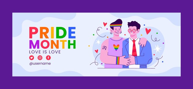 Plantilla de portada de redes sociales para la celebración del mes del orgullo