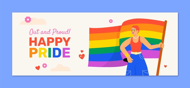 Plantilla de portada de redes sociales para la celebración del mes del orgullo