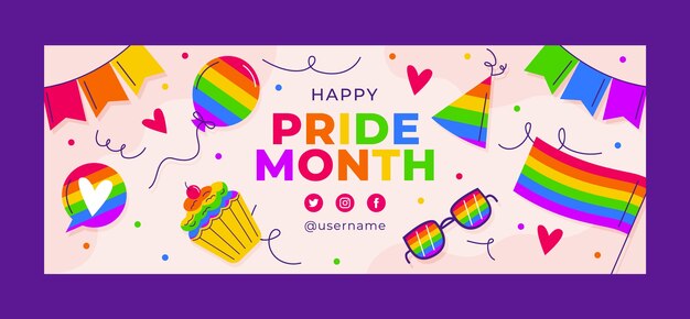 Plantilla de portada de redes sociales para la celebración del mes del orgullo