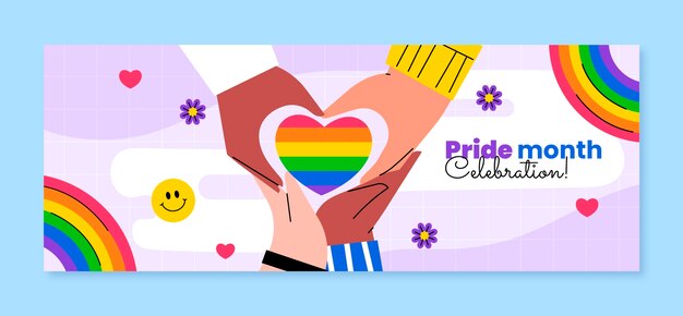 Plantilla de portada de redes sociales para la celebración del mes del orgullo