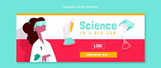 Plantilla de portada de redes sociales de ciencia dibujada a mano
