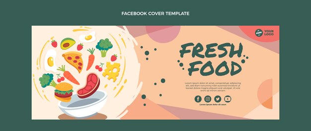 Plantilla de portada de redes sociales de comida dibujada a mano