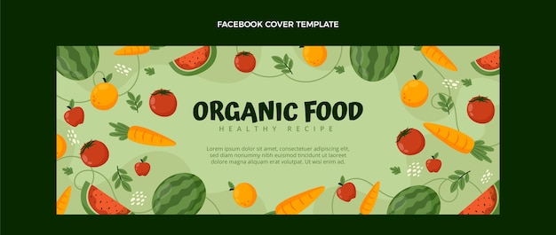 Plantilla de portada de redes sociales de comida sana plana